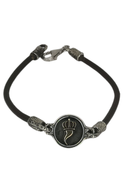 Bracciale Argento e cuoio  Linea Napoli